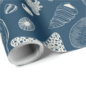 ダークブルーの貝殻 ラッピングペーパー (ロールコーナー)