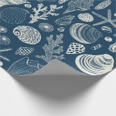 ダークブルーの貝殻 ラッピングペーパー (角)