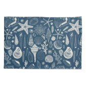 ダークブルーの貝殻 枕カバー (裏面-左)