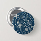 ダークブルーの貝殻 缶バッジ (正面&裏面)