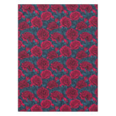 ダークブルーの赤い牡丹の庭 テーブルクロス (正面)