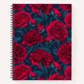 ダークブルーの赤い牡丹の庭 ノートブック (正面)