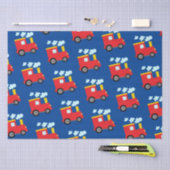 ダークブルーの赤と黄色の列車エンジンアート 薄葉紙 (クラフト)