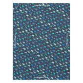 ダークブルーの雨粒と名前をカスタムする テーブルクロス (正面)