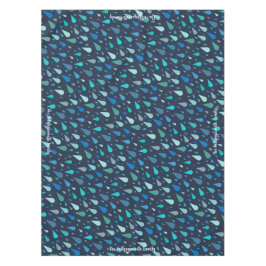 ダークブルーの雨粒と名前をカスタムする テーブルクロス