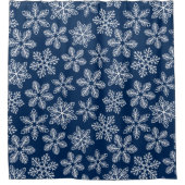 ダークブルーの雪片 シャワーカーテン (正面)