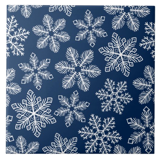 ダークブルーの雪片 タイル (正面)
