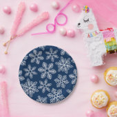 ダークブルーの雪片 ペーパープレート (パーティー)