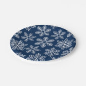 ダークブルーの雪片 ペーパープレート (アングル)