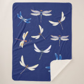 ダークブルーの飛行中のゴージャスなトンボ シェルパブランケット (正面)