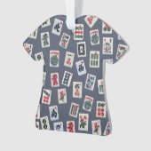 ダークブルーの麻雀タイル写真デザイン オーナメント (正面)