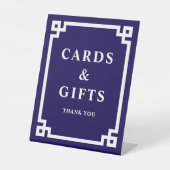 ダークブルーはっきりしたギリシャ鍵カー縁どドとギフト 台座サイン (正面)