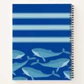 ダークブルーを泳ぐクジラのパーソナライズされた莢 ノートブック (裏面)