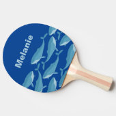 ダークブルーを泳ぐクジラのパーソナライズされた莢 卓球ラケット (横)