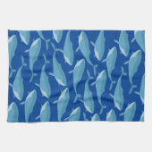 ダークブルーを泳ぐクジラの莢 キッチンタオル (横)