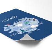 ダークブルーアイスランドの旅行マップ ポスター (角)