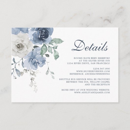 ダークブルーアイボリー結婚フローラ詳細 エンクロージャーカード (正面)