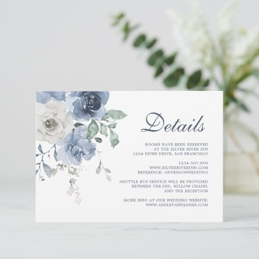 ダークブルーアイボリー結婚フローラ詳細 エンクロージャーカード (スタンド正面)