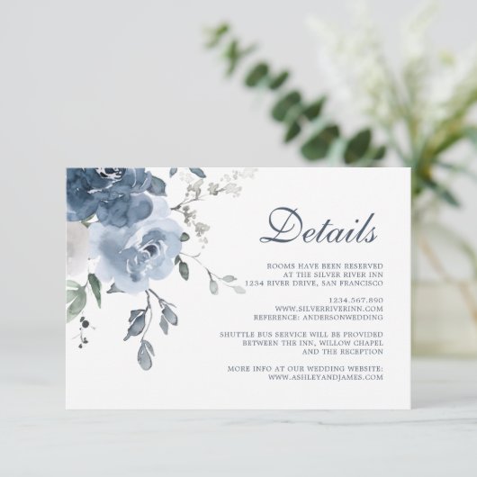 ダークブルーアイボリー結婚フローラ詳細 エンクロージャーカード (スタンド正面)