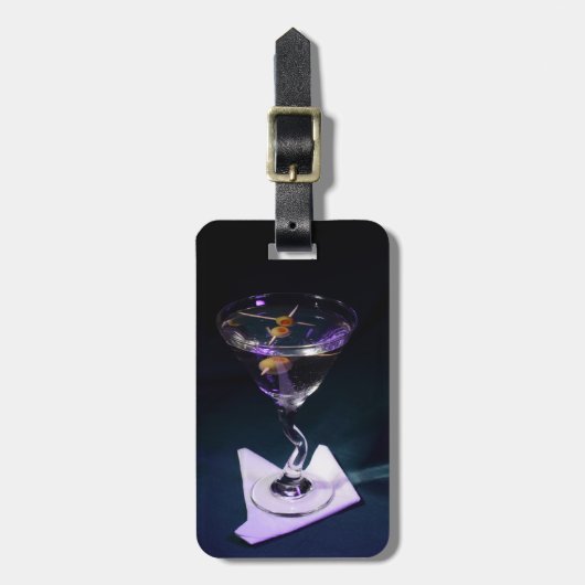 ダークブルーアルコールカクテルマルティーニ ラゲッジタグ (正面縦)