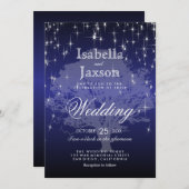 ダークブルーアンダーザスターズ結婚式招待状 招待状 (正面/裏面)
