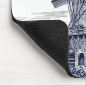 ダークブルーアンティークデルフトブルーオランダ風車 マウスパッド (コーナー)