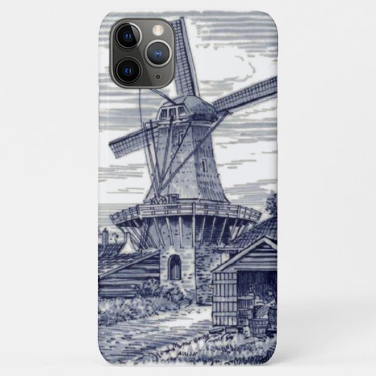 ダークブルーアンティークデルフトブルーオランダ風車 Case-Mate iPhoneケース (裏面)