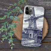ダークブルーアンティークデルフトブルーオランダ風車 Case-Mate iPhoneケース