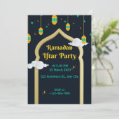 ダークブルーイラストレーションラマダンイフタルパーティー 招待状 (スタンド正面)