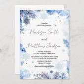 ダークブルーウィンターウェディング招待状 招待状 (正面/裏面)