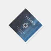 ダークブルーウォーターカラールックバー(ユダヤ教の)バル・ミツバー スタンダードカクテルナプキン (角)
