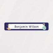 ダークブルーウォーター色宇宙カスタムキッズ名 ラベル (デザイン1)