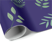 ダークブルーエレガントのグリーンリーフラッピング紙 ラッピングペーパー (ロールコーナー)