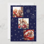 ダークブルーエレガントクリスマスツリー3フォトコラージュ シーズンカード (裏面)