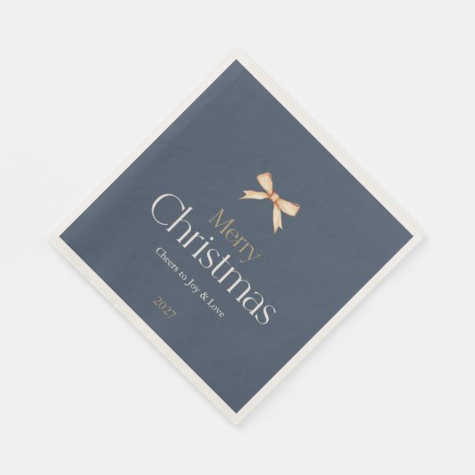 ダークブルーエレガントメリークリスマスナプキン スタンダードランチョンナプキン (角)