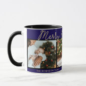 ダークブルーエレガントメリークリスマス3枚フォトギャラリー マグカップ (左)