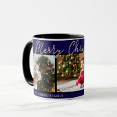 ダークブルーエレガントメリークリスマス3枚フォトギャラリー マグカップ (正面左)