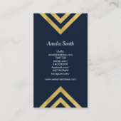 ダークブルーエレガント金ゴールド幾何フェイクソーシャルメディア 名刺 (裏面)