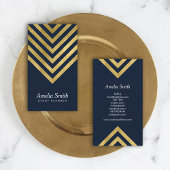 ダークブルーエレガント金ゴールド幾何フェイクソーシャルメディア 名刺