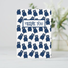 ダークブルーオウル誕生日パーティー サンキューカード