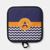 ダークブルーオレンジシェブロン 鍋敷き (正面)