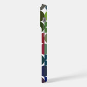 ダークブルーオレンジレッドグリーンミッドセンチュリーアートパターン iPhoneケース (左側面)