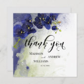 ダークブルーオーキッドウォーターカラーサンキュー サンキューカード (正面/裏面)