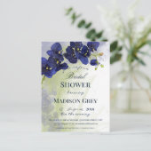 ダークブルーオーキッド水彩ウェディングシャワー ポストカード (スタンド正面)