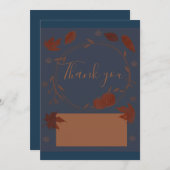 ダークブルーオータムカボチャ葉& サンキューカード (正面/裏面)