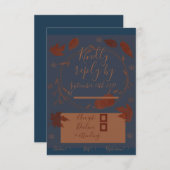 ダークブルーオータムカボチャ葉& 出欠カード (正面/裏面)