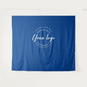 ダークブルーカスタムのロゴバックドロップ会社ブランディング タペストリー (正面(横))