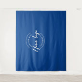 ダークブルーカスタムのロゴバックドロップ会社ブランディング タペストリー (正面)