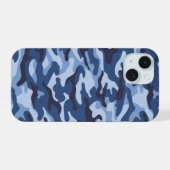 ダークブルーカモフラージュ柄 iPhone 15ケース (裏面横)