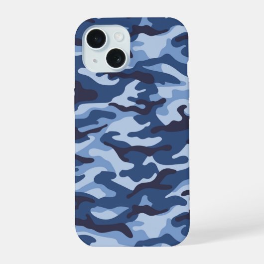 ダークブルーカモフラージュ柄 iPhone 15ケース (裏面)
